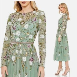 Floral Embroidered Green Dress